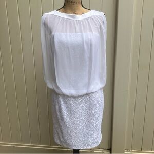 Jessica Mclintock dress formal mini white sheer LWD illusion 12 NWT little white
